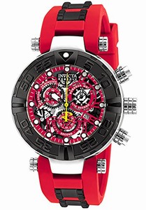 Invicta Subaqua Quartz Chronograph Date Red Polyurethane Watch # 19589 (Men Watch)