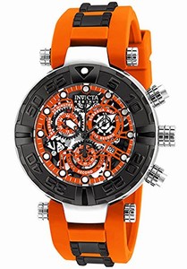Invicta Subaqua Quartz Chronograph Date Orange Polyurethane Watch # 19590 (Men Watch)
