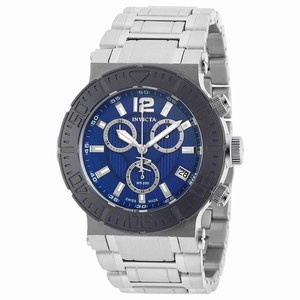 Invicta Blue Dial Uni-directional Rotating Black Ion-plated Band Watch #19596 (Men Watch)