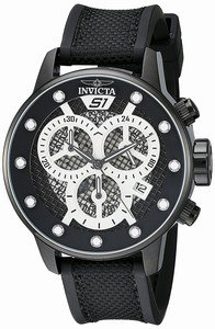 Invicta S1 Rally Black Dial Chronograph Date Black Polyurethane Watch # 19623 (Men Watch)