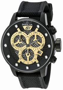 Invicta S1 Rally Quartz Chronograph Date Black Polyurethane Watch # 19624 (Men Watch)