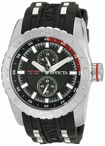Invicta Aviator Black Dial Chronograph Black Polyurethane Watch # 19675 (Men Watch)