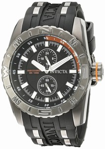 Invicta Aviator Quartz Chronograph Black Polyurethane Watch # 19677 (Men Watch)