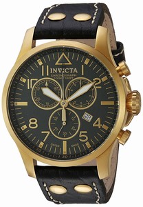 Invicta Reserve Quartz Chronograph Date Black Leather Watch # 19752 (Men Watch)