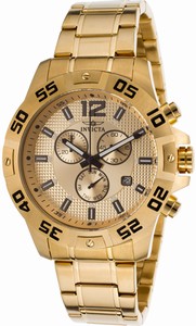 Invicta Specialty Quartz Analog Day Date Gold Tone Stainless Steel Watch # 1980 (Men Watch)