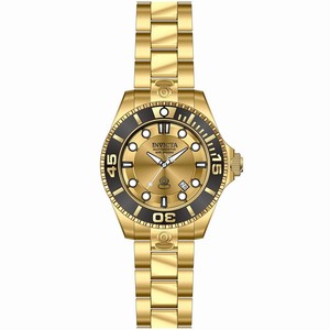 Invicta Gold Dial Uni-directional Rotating Gold-plated With Gunmetal Band Watch #19807 (Men Watch)