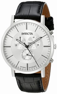 Invicta Quartz Chronograph Black Leather Watch # 19860 (Men Watch)