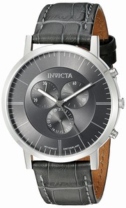 Invicta Quartz Chronograph Date Grey Leather Watch # 19862 (Men Watch)