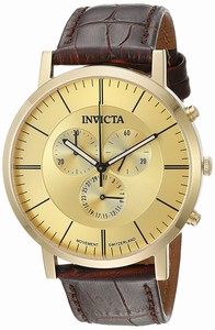 Invicta Quartz Chronograph Brown Leather Watch # 19863 (Men Watch)