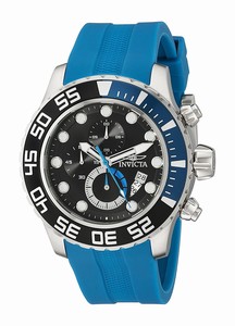 Invicta Pro Diver Black Dial Chronograph Date Blue Polyurethane Watch # 19882 (Men Watch)