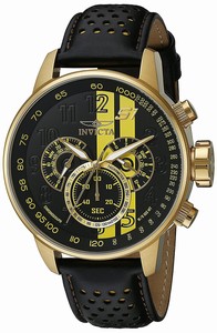 Invicta Black With Yellow Stripe Quartz Watch #19905 (Men Watch)