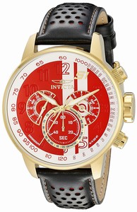 Invicta S1 Rally Quartz Red Dial Chronograph Black Leather Watch # 19907 (Men Watch)
