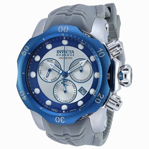 Invicta Silver And Blue Dial Uni-directional Rotating Blue Ion-plated Band Watch #19924 (Men Watch)