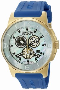 Invicta Quartz Chronograph Mother of Pearl Dial Blue Silicone Watch # 19925 (Men Watch)