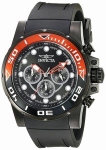 Invicta Pro Diver Quartz Chronograph Black Polyurethane Watch # 20009 (Men Watch)