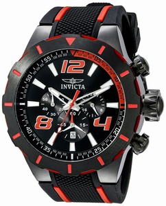 Invicta S1 Rally Quartz Chronograph Date Black Polyurethane Watch # 20109 (Men Watch)