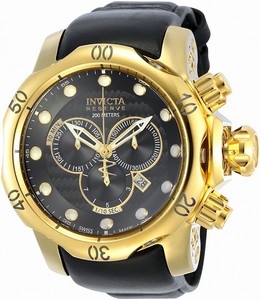Invicta Black Dial Chronograph Date Black Leather Watch # 20223 (Men Watch)