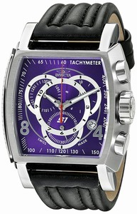 Invicta S1 Rally Purple Dial Chronograph Date Black Leather Watch # 20240 (Men Watch)