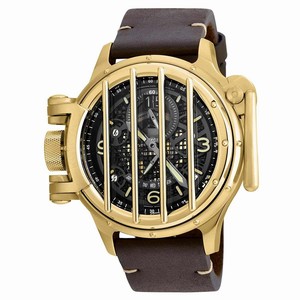 Invicta Blacxk Dial Fixed Gold-plated Band Watch #20255 (Men Watch)