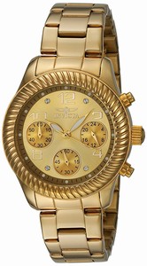 Invicta Champagne Dial Fixed Yellow Gold-plated Band Watch #20266 (Women Watch)