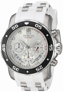 Invicta Pro Diver Quartz Chronograph Date White Silicone Watch # 20290 (Men Watch)