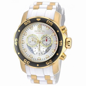 Invicta Silver Dial Uni-directional Rotating Gold-plated With A Black Band Watch #20292 (Men Watch)