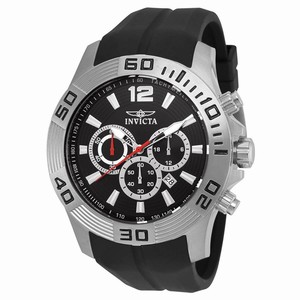 Invicta Pro Diver Quartz Chronograph Date Black Silicone Watch # 20294 (Men Watch)