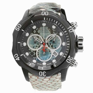 Invicta Black (snake Skin Pattern Centered) Dial Uni-directional Rotating Black Ion-plated Band Watch #20411 (Men Watch)