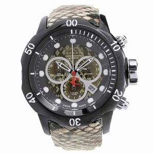 Invicta Black (snake Skin Pattern Centered) Dial Uni-directional Rotating Black Ion-plated Band Watch #20412 (Men Watch)