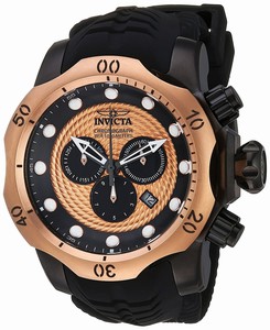 Invicta Venom Quartz Chronograph Date Black Silicone Watch # 20445 (Men Watch)