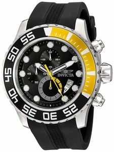 Invicta Pro Diver Quartz Chronograph Date Black Polyurethane Watch # 20449 (Men Watch)