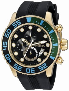Invicta Pro Diver Black Dial Chronograph Date Black Polyurethane Watch # 20450SYB (Men Watch)
