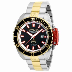 Invicta Black Dial Uni-directional Rotating Gold-tone With A Black To Band Watch #21380 (Men Watch)