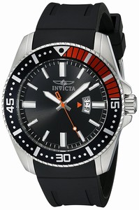 Invicta Pro Diver Quartz Analog Date Black Silicone Watch # 21392 (Men Watch)