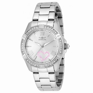 Invicta Silver Dial Fixed Stainless Steel Set With Crystals Band Watch #21416 (Women Watch)