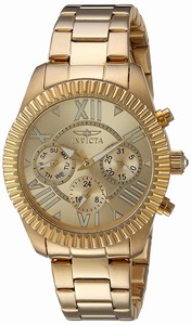 Invicta Gold Dial Stainless Steel Band Watch #21423 (Women Watch)