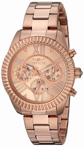 Invicta Rose Gold Dial Stainless Steel Band Watch #21424 (Women Watch)