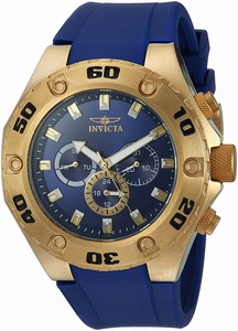 Invicta Specialty Blue Dial Chronograph Day Date Blue Silicone Watch # 21457 (Men Watch)