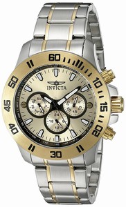 Invicta Gold Dial Stainless Steel Band Watch #21484 (Men Watch)