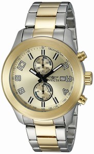 Invicta Gold Dial Stainless Steel Band Watch #21491 (Men Watch)