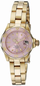 Invicta Pink Dial Stainless Steel Band Watch #21535 (Women Watch)