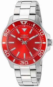 Invicta Red Dial Stainless Steel Watch #21544 (Men Watch)