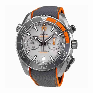 Omega Grey Dial Grey Rubber With Orange Stitching Band Watch #215.92.46.51.99.001 (Men Watch)