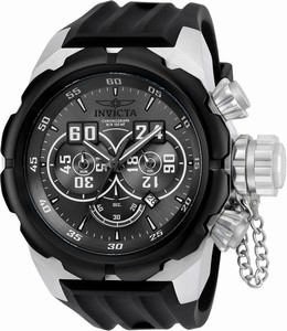 Invicta Russian Diver Quartz Chronograph Date Black Silicone Watch# 21629 (Men Watch)
