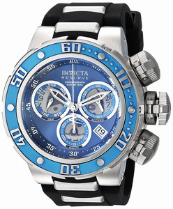 Invicta Reserve Quartz Chronograph Day Date Black Silicone Watch # 21643 (Men Watch)