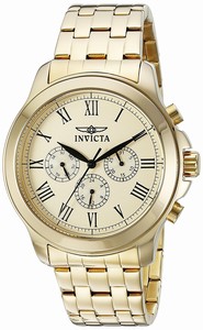 Invicta Gold Dial Stainless Steel Band Watch #21658 (Men Watch)