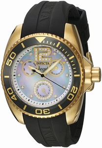 Invicta Angel Quartz Mother of Pearl Dial Black Silicone Watch # 21704 (Women Watch)