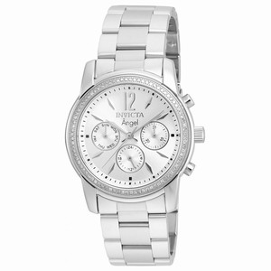 Invicta Silver Dial Fixed Stainless Steel Set With Crystals Band Watch #21714 (Women Watch)