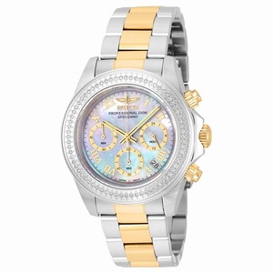 Invicta Mother Of Pearl Dial Fixed Stainless Steel Set With Crystal Band Watch #21717 (Men Watch)