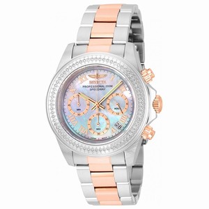 Invicta Mother Of Pearl Dial Fixed Stainless Steel Set With Crystal Band Watch #21718 (Men Watch)